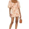 Lovers And Friends Kacey Mini Dress In Caramel Brown Floral -Lovers and Friends Sales Shop LOVF WD2922 V1