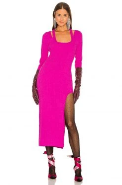 Lovers And Friends Naomi Midi Dress In Raspberry -Lovers and Friends Sales Shop LOVF WD3029 V5
