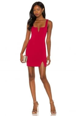 Lovers And Friends Draya Mini Dress In Merlot Red