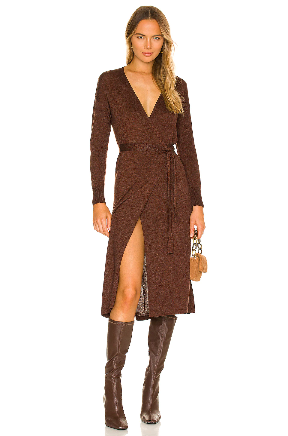 Lovers And Friends Azita Wrap Dress In Chocolate