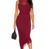 Lovers And Friends Michel Midi Dress In Merlot -Lovers and Friends Sales Shop LOVF WD3157 V1