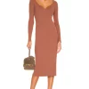 Lovers And Friends Leah Midi Dress In Coco Brown -Lovers and Friends Sales Shop LOVF WD3200 V1
