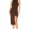 Lovers And Friends Devyn Midi Dress In Dark Brown -Lovers and Friends Sales Shop LOVF WD3251 V1