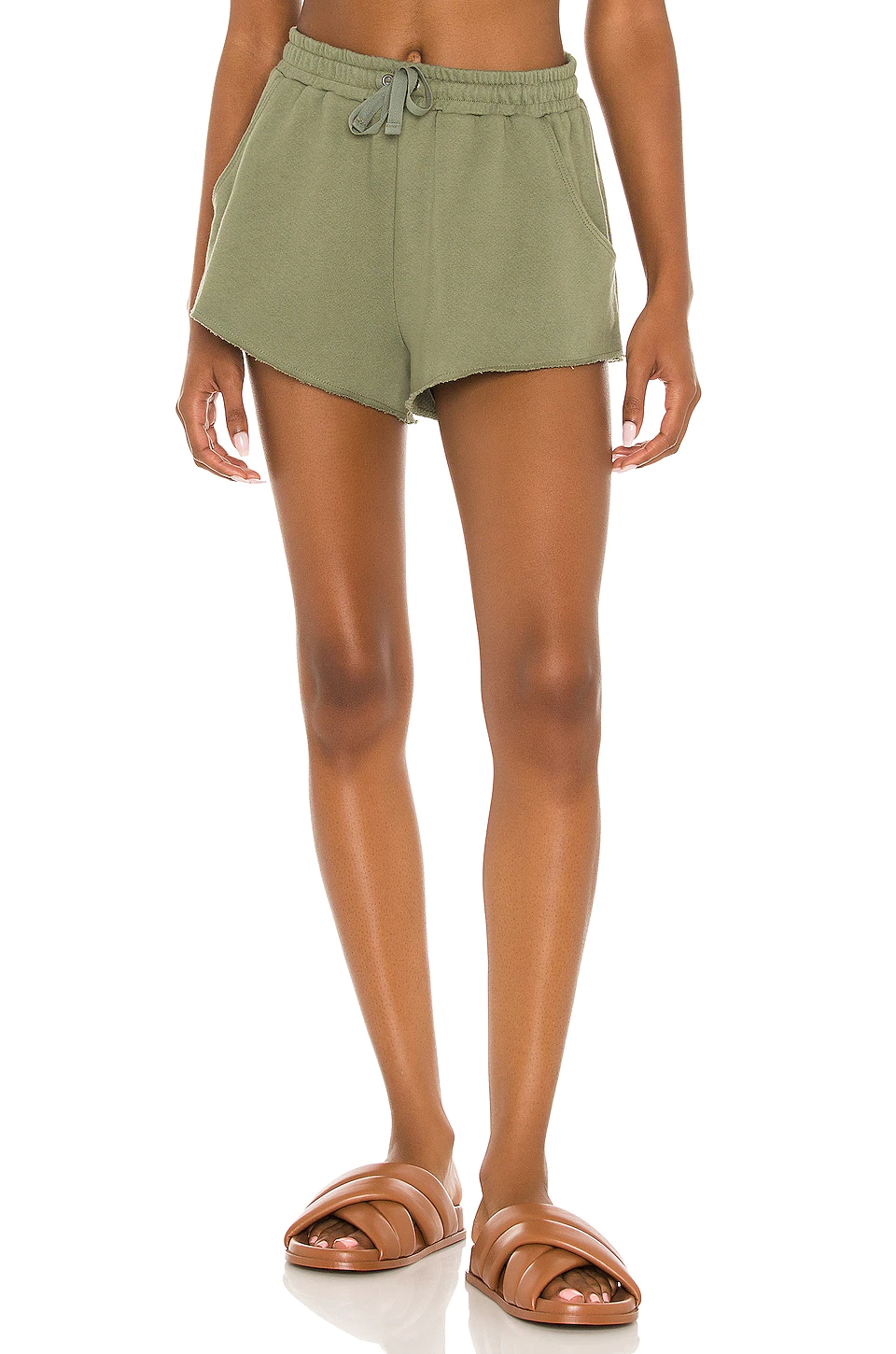 Lovers And Friends Everyday Terry Shorts In Olive Green