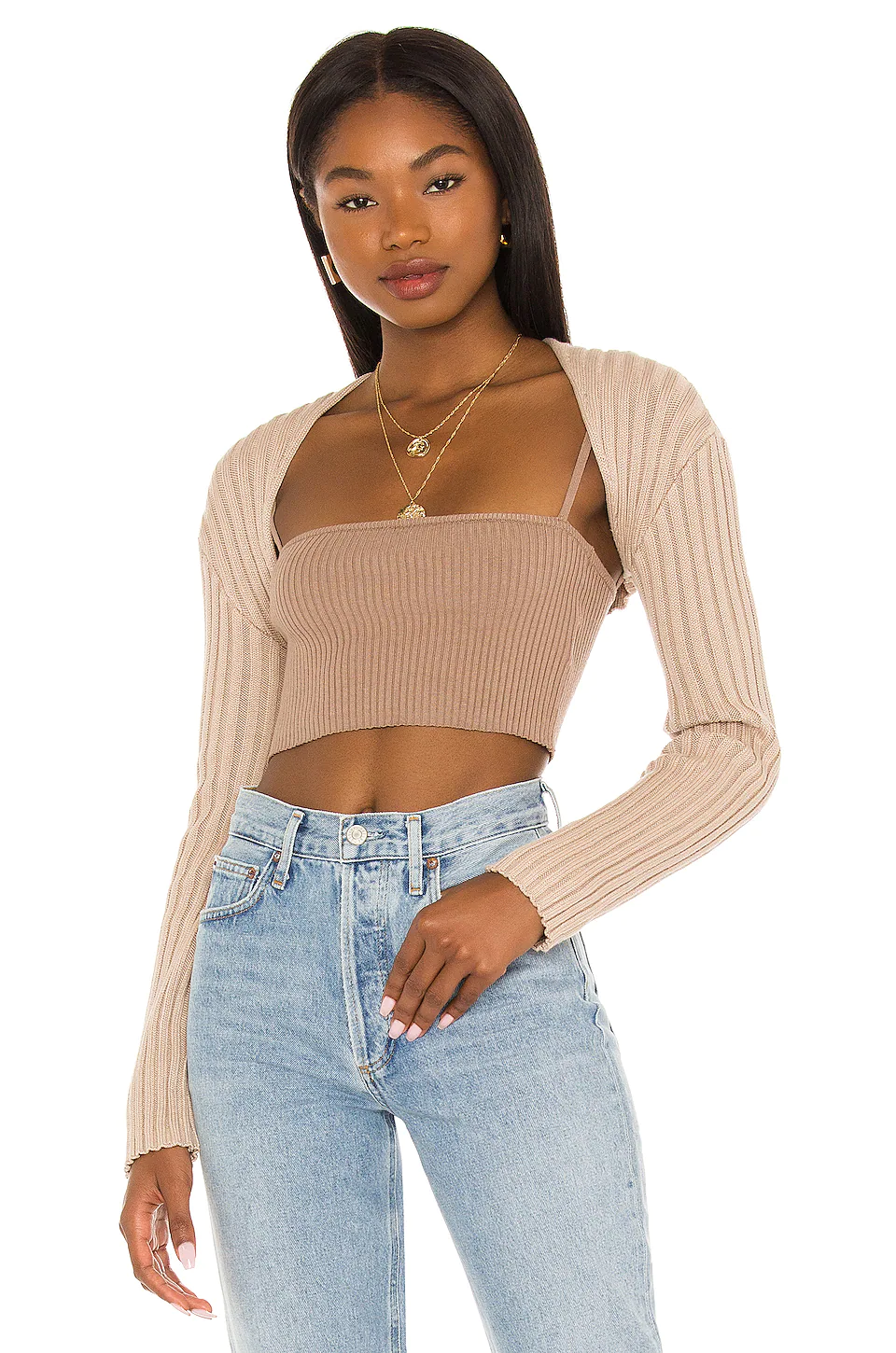 Lovers And Friends Ryder Knit Shrug In Sand