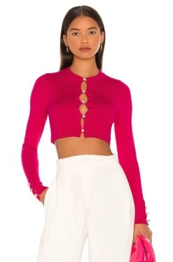 Lovers And Friends Tara Micro Cardigan In Hot Pink