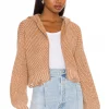 Lovers And Friends Blaire Distressed Knit Hoodie In Camel -Lovers and Friends Sales Shop LOVF WK1019 V1