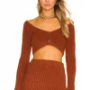 Lovers And Friends Ida Micro Cardigan In Brown -Lovers and Friends Sales Shop LOVF WK1033 V1