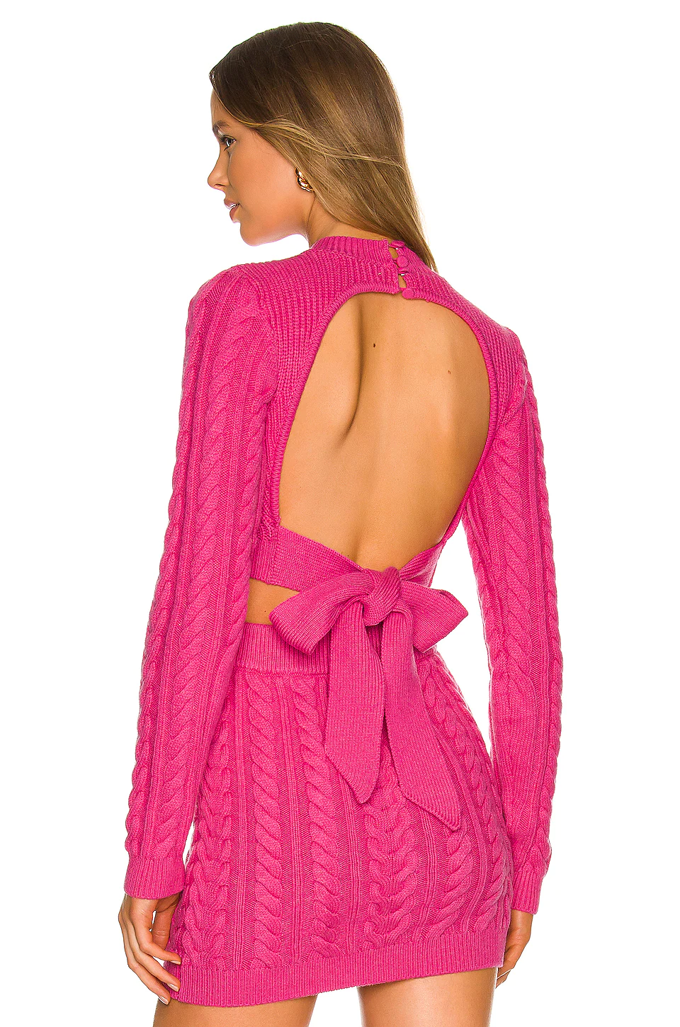 Lovers And Friends Etienne Cropped Cable Knit In Pink