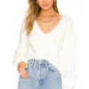 Lovers And Friends Malia V Neck Sweater In Ivory -Lovers and Friends Sales Shop LOVF WK1051 V1
