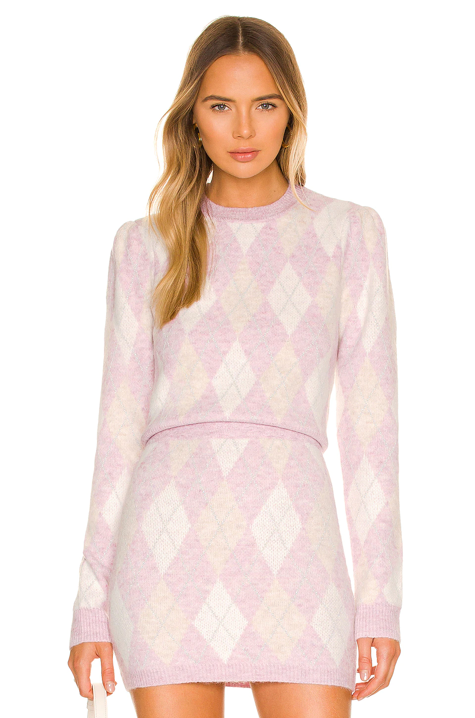 Lovers And Friends Casey Lurex Argyle Sweater In Multi Pastel