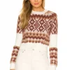 Lovers And Friends Tavi Fair Isle Sweater In Ivory & Tan -Lovers and Friends Sales Shop LOVF WK1060 V1