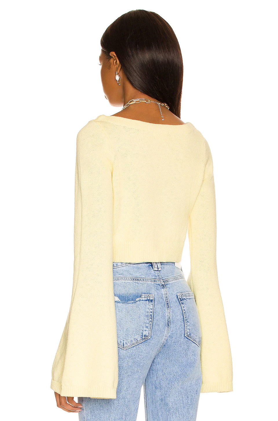 Kerrigan Cropped Sweater in Pastel Yellow Lovers And Friends Kerrigan Cropped Sweater In Pastel Yellow -Lovers and Friends Sales Shop LOVF WK1095 V3