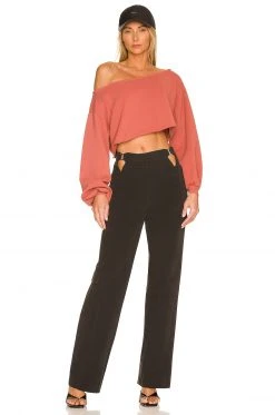 Lovers And Friends Brie Cropped Sweatshirt In Terracotta -Lovers and Friends Sales Shop LOVF WK1100 V4