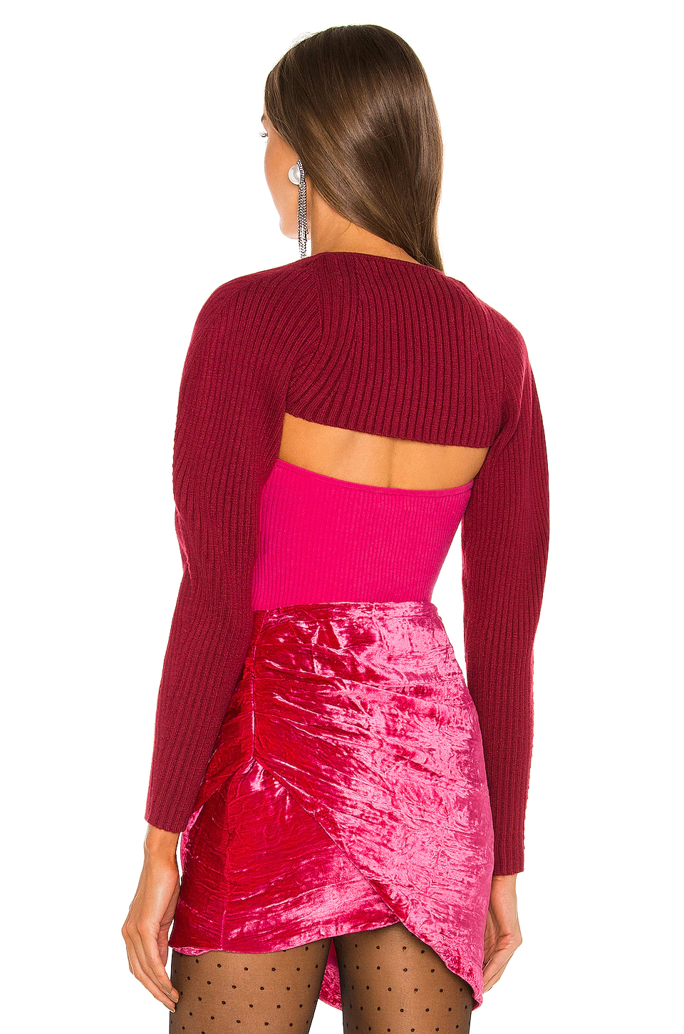 Michelle Knit Shrug in Ruby Lovers And Friends Michelle Knit Shrug In Ruby -Lovers and Friends Sales Shop LOVF WK974 V3