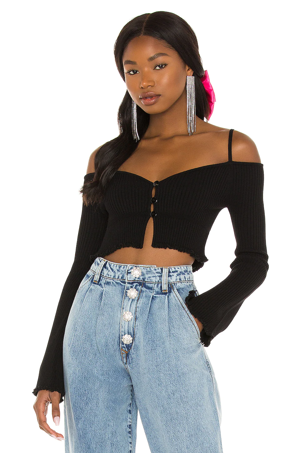 Lovers And Friends Esther Micro Cardi In Black