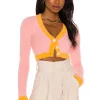 Lovers And Friends Lizzie Contrast Cardigan In Pink & Orange -Lovers and Friends Sales Shop LOVF WK989 V1