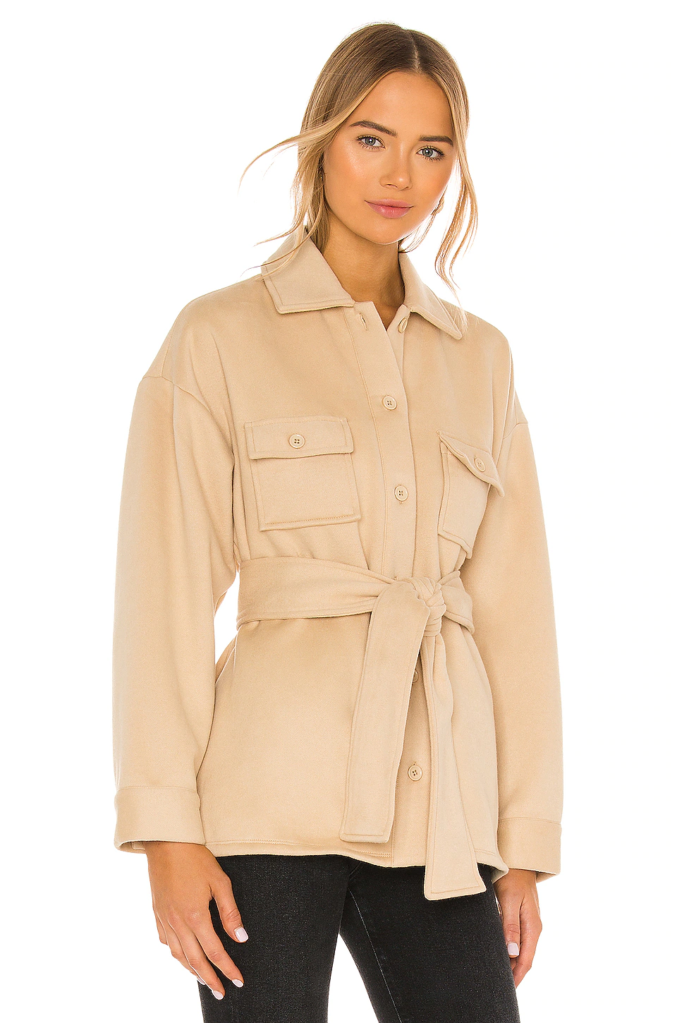 Belted Utility Fleece Jacket in Light Beige Lovers And Friends Belted Utility Fleece Jacket In Light Beige -Lovers and Friends Sales Shop LOVF WO387 V3