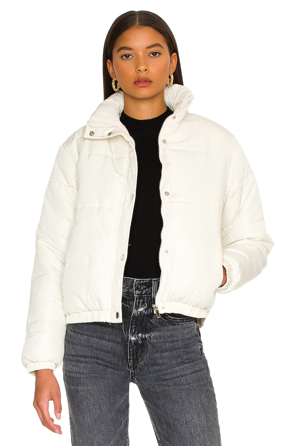 Lovers And Friends Ryann Puffer Jacket In Cream