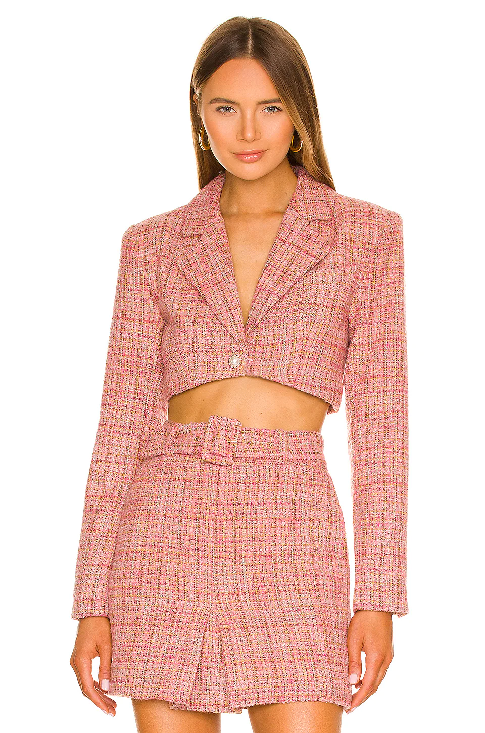 Lovers And Friends Amira Cropped Blazer In Pink Multi