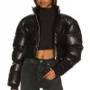 Lovers And Friends Brady Faux Leather Puffer In Black -Lovers and Friends Sales Shop LOVF WO444 V1