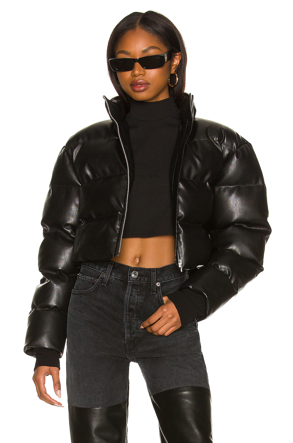 Lovers And Friends Brady Faux Leather Puffer In Black