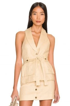 Lovers And Friends Tish Vest In Sand Neutral