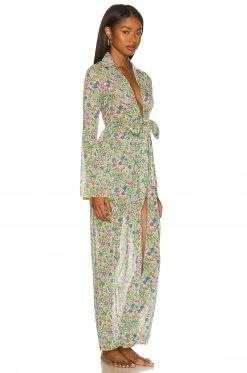 Lovers And Friends Ring My Bell Robe In Lime Hippy Floral -Lovers and Friends Sales Shop LOVF WO451 V3