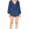 Lovers And Friends Junie Romper In Denim Blue -Lovers and Friends Sales Shop LOVF WR323 V1
