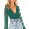 Lovers And Friends Layla Bodysuit In Emerald Green -Lovers and Friends Sales Shop LOVF WS1131 V1