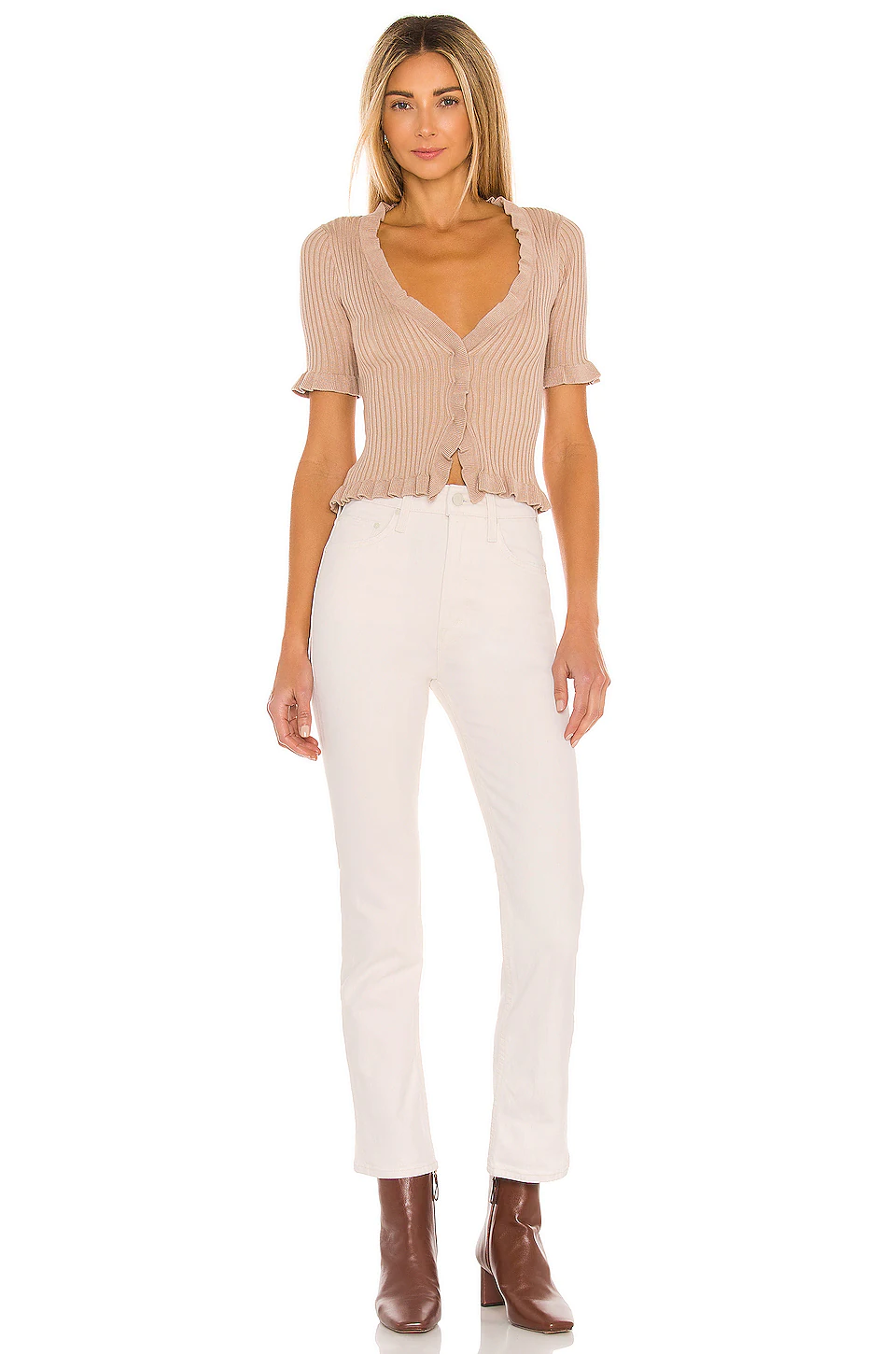 Lovers And Friends Carissa Ruffle Sweater In Nude 6 Lovers And Friends Carissa Ruffle Sweater In Nude - Image 4