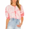 Lovers And Friends Nina Short Sleeve Top In Coral Tie Dye -Lovers and Friends Sales Shop LOVF WS2158 V1