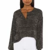 Lovers And Friends Valeria Crop Top In Heathered Black -Lovers and Friends Sales Shop LOVF WS2167 V1