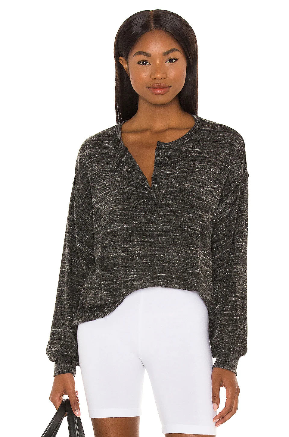 Lovers And Friends Valeria Crop Top In Heathered Black