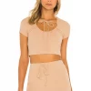 Lovers And Friends Vera Crop Tee In Nude -Lovers and Friends Sales Shop LOVF WS2213 V1