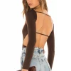 Lovers And Friends Skylar Bodysuit In Espresso Brown 1 Lovers And Friends Skylar Bodysuit In Espresso Brown -Lovers and Friends Sales Shop LOVF WS2220 V1