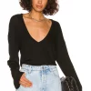 Lovers And Friends Deep V Neck Top In Black -Lovers and Friends Sales Shop LOVF WS2312 V1