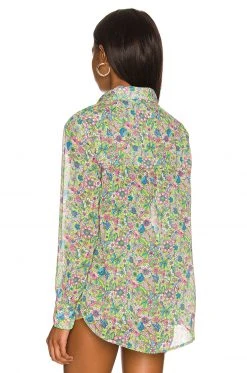 Lovers And Friends Groovy Delight Shirt In Lime Hippy Floral -Lovers and Friends Sales Shop LOVF WS2374 V4